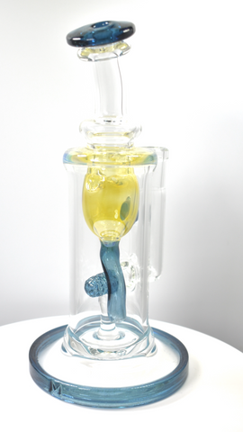 7.5” Internal Recycler by Monty (Fluid Glass) 14mm Blue Stardust