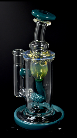 7” Internal Recycler by Monty (Fluid Glass) 14mm Aqua Azul