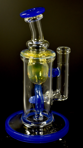 7” Internal Recycler by Monty (Fluid Glass) 14mm Blue Cheese